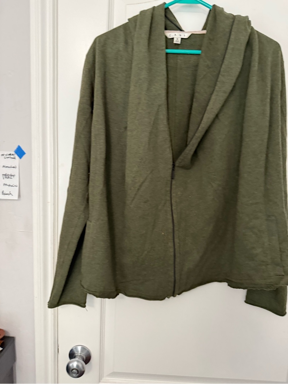 CAbi Olive Green Women's sweatshirt like jacket